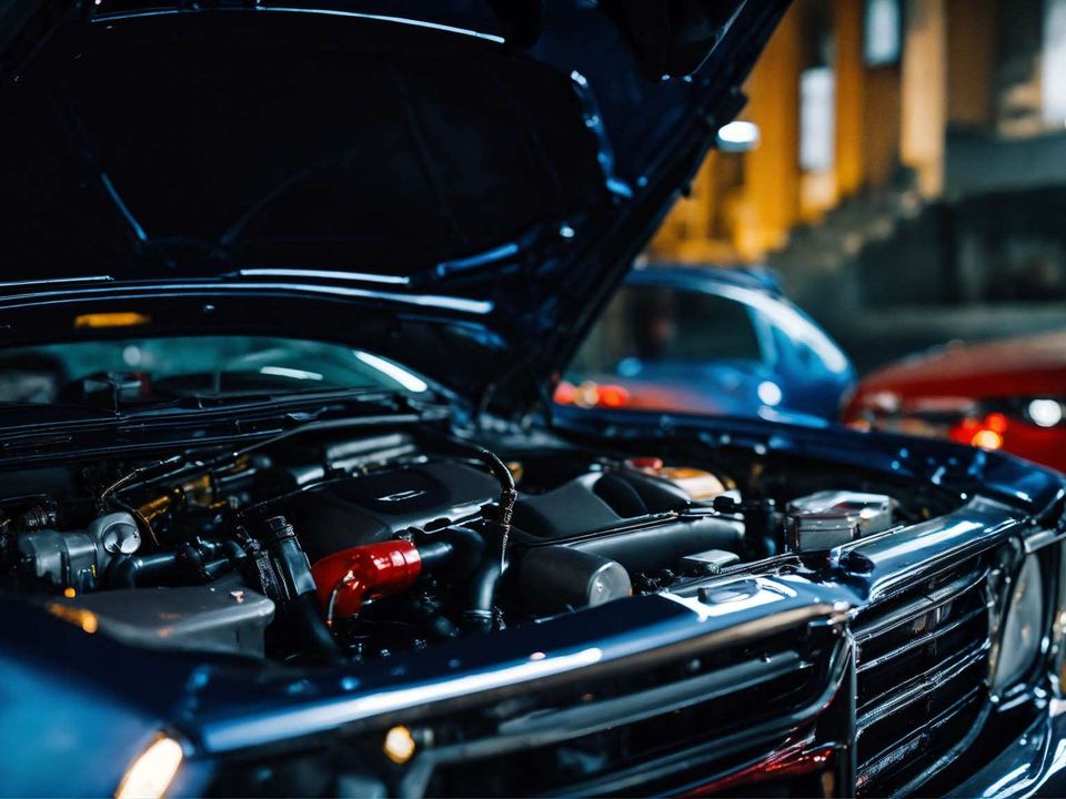 Engine bay during A/C and electrical diagnostics