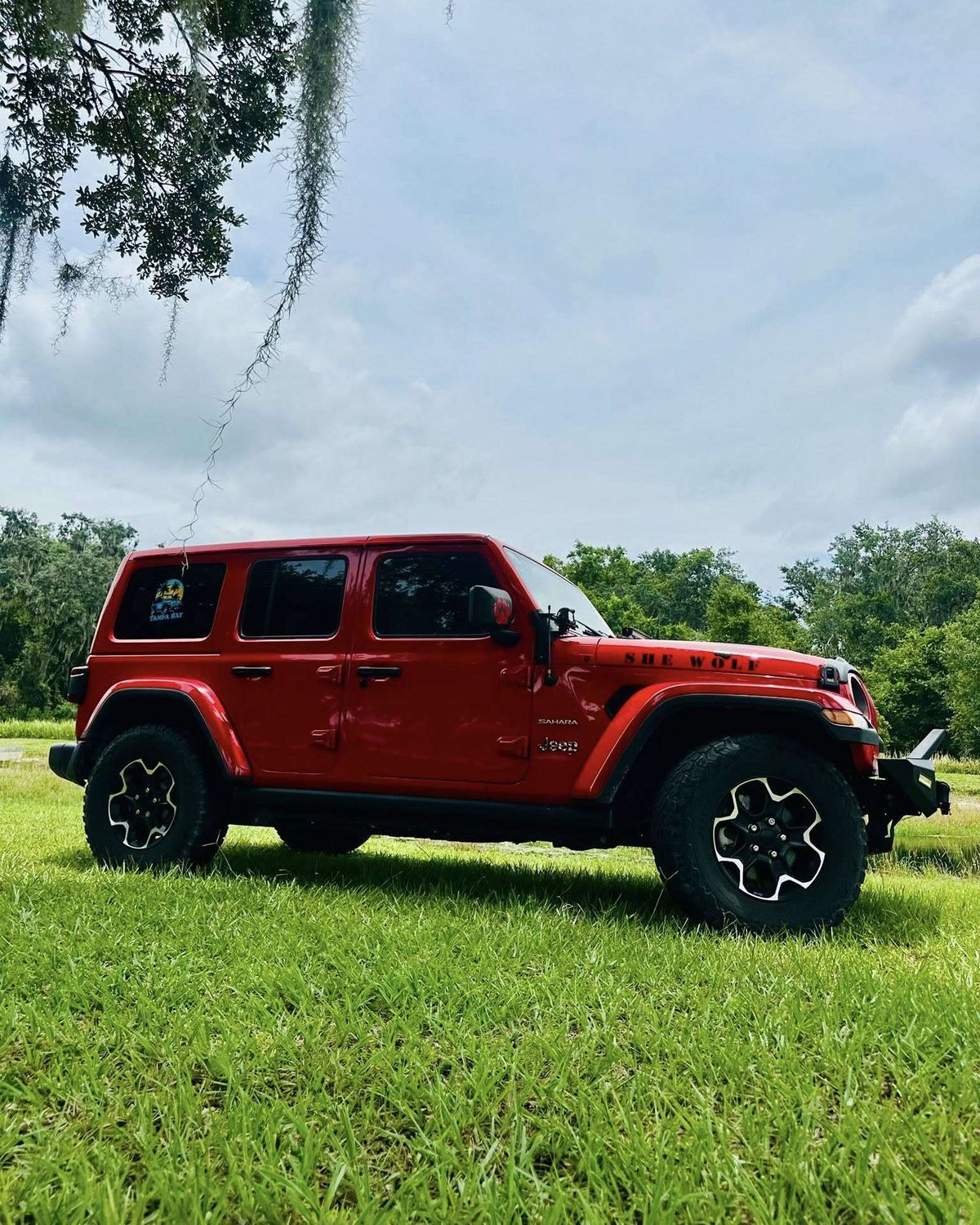 Jeep Wrangler on large all-terrain tires
